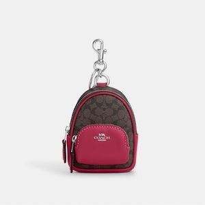 NWT Coach Mini Court Backpack Bag Charm In Signature Canvas
